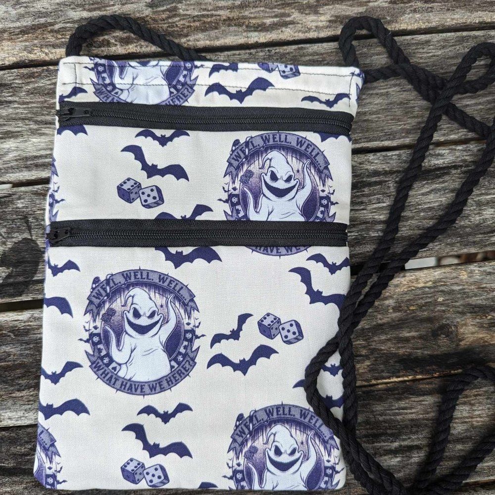 Oogie Boogie NBC crossbody fabric bag pouch 2 outer zippers Size 8"x6" Brand New